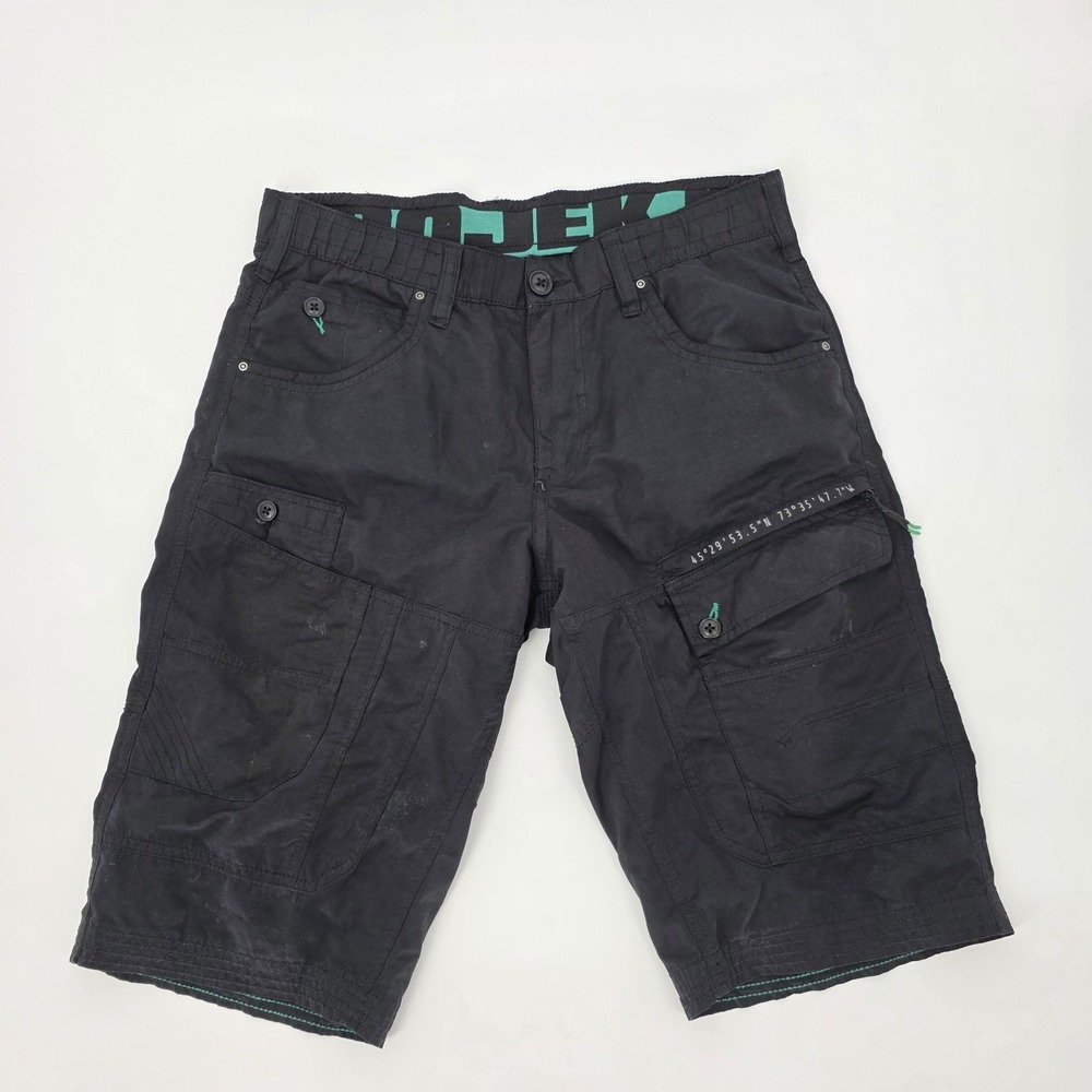 Projek Raw Cargo Shorts Men 32 Black Pockets Zippers Y2K Style Military Outdoors